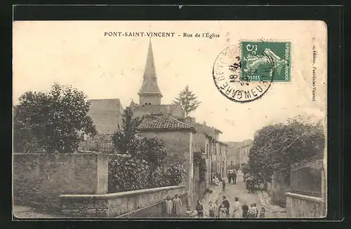 AK Pont-Saint-Vincent, Rue de l`Église, Strassenpartie