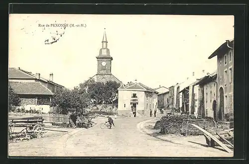 AK Pexonne, Une rue, Strassenpartie