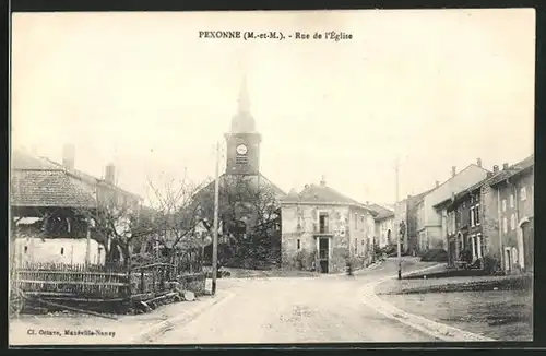 AK Pexonne, Rue de l`Église, Strassenpartie