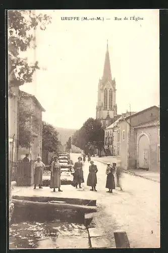 AK Uruffe, Rue de l`Église, Strassenpartie