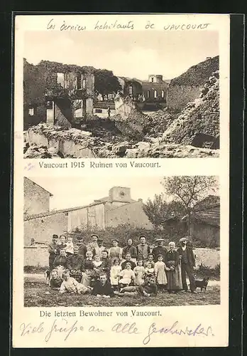 AK Vaucourt, Ruinen 1915, Die letzten Bewohner
