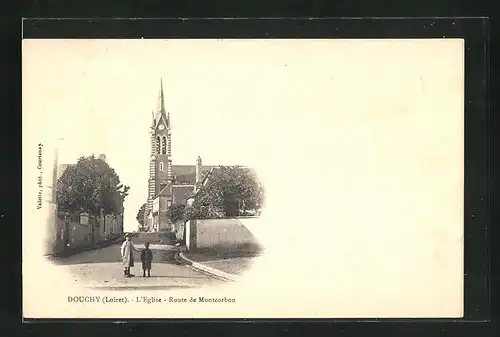 AK Douchy, L`Eglise, Route de Montcorbon