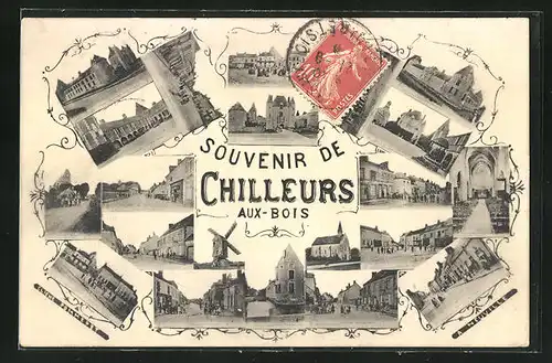 AK Chilleurs-aux-Bois, Cliche Pommeret, l'Eglise, Windmühle