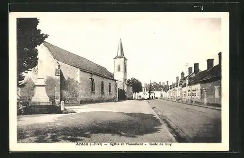 AK Ardon, Eglise et Monument, Route de Jouy