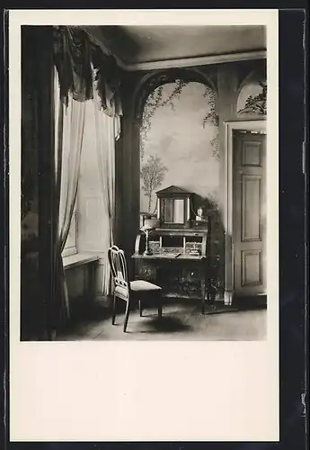 Foto-AK Deutscher Kunstverlag, Nr. Pz 3: Schloss Paretz, Schlafzimmer, Schreibtischecke