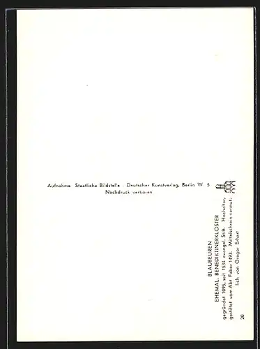 Foto-AK Deutscher Kunstverlag, Nr. 20: Blaubeuren, Ehemal. Benediktinerkloster, Hochaltar und Mittelschrein
