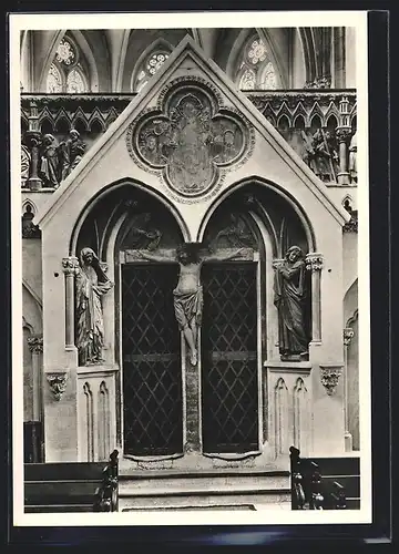 Foto-AK Deutscher Kunstverlag, Nr. 8: Naumburg, Tür mit der Kreuzigungsgruppe am Dom
