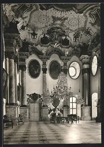 Foto-AK Deutscher Kunstverlag, Nr. 10: Pommersfelden, Schloss Weissenstein, Marmorsaal