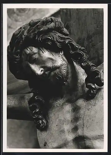 Foto-AK Deutscher Kunstverlag, Nr. 4: Münnerstadt, Pfarrkirche, Kopf des Gekreuzigten