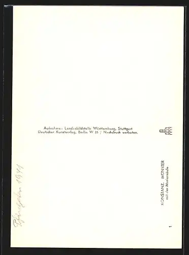 Foto-AK Deutscher Kunstverlag, Nr. 1: Konstanz, Münster mit der Mariensäule