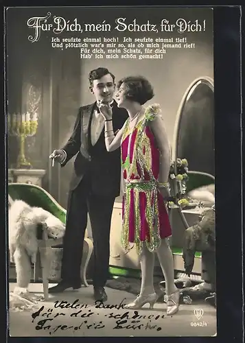 Foto-AK HB: 9872 /4, Für dich, mein Schatz!, Kavalier und seine Liebste