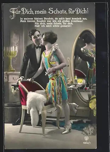 Foto-AK HB: Für Dich, mein Schatz, Elegantes Paar in einem Salon