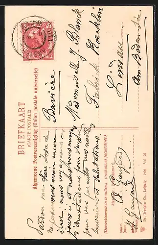 AK Volendam, Frau mit Kindern in Tracht, Windmühlen