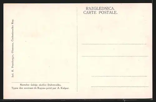 Künstler-AK Ragusa, Pferd trinkt aus Brunnen