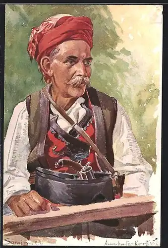 Künstler-AK Mohammedanischer Bosniak in Volkstracht