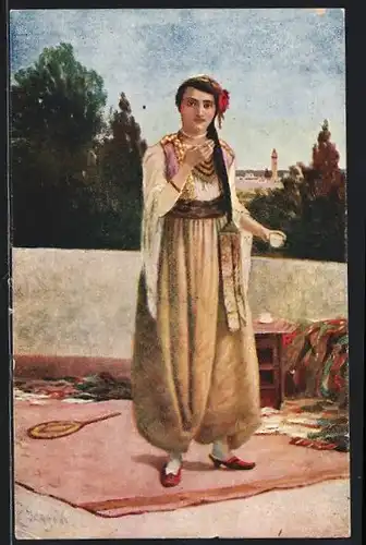 AK Junge serbische Frau in Tracht