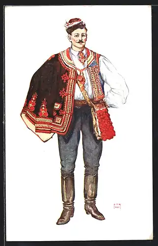 AK Hrvatske Narodne Nosnje, Kroatische Nationaltracht, Bauerntracht von Sestine bei Zagreb