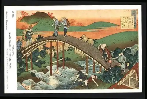 Künstler-AK Hokusai: Maple-leaves on Tatsuta River