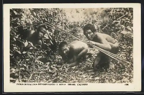 AK Cacando /Brasil, Indios Botocudos Es Esp Santo e Minas