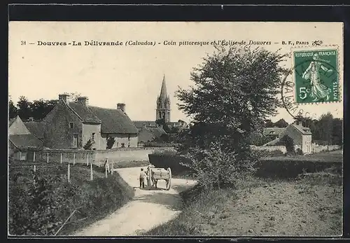 AK Douvres-la-Délivrande, Coin pittoresque et l`Eglise de Douvres