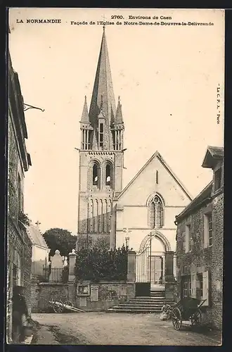 AK Caen, Facade de l`Eglise de Notre-Dame-de-Douvres-la-Delivrande