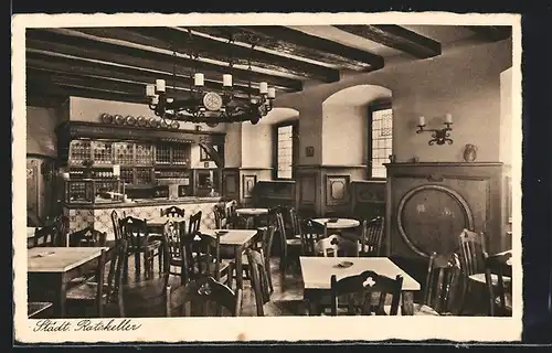 AK Osnabrück, Gasthaus Städt. Ratskeller im historischen Rathaus, Innenansicht