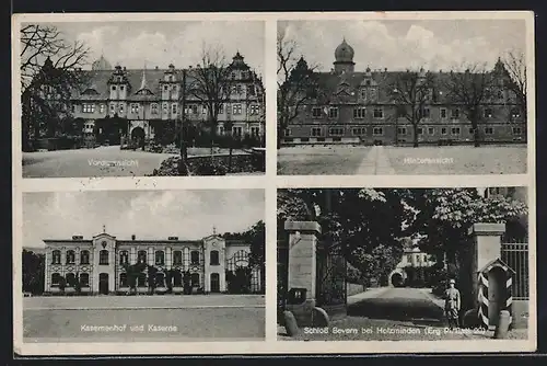 AK Bevern, Schloss Bevern, Vorderansicht, Kasernenhof und Kaserne 3. Komp.