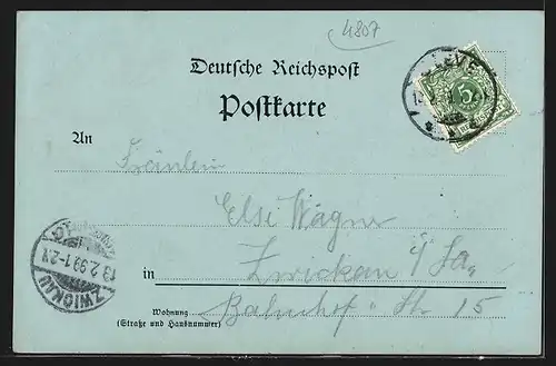 Mondschein-AK Cleve, Ortsansicht bei Nacht