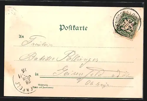 Lithographie Königsee, Ruderboote und Berge