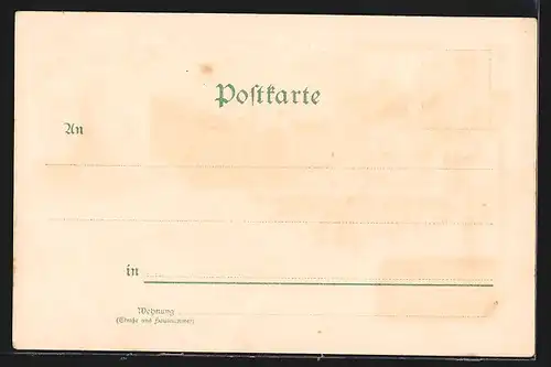 Lithographie München, Marienplatz, Peterskirche, Fischsbrunnen