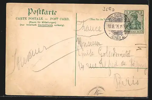 Lithographie Bad Wildungen, Onkel`s Ankunft, Blick auf Springbrunnen, Nach jedem Glas zieh`n selige Gefühle...