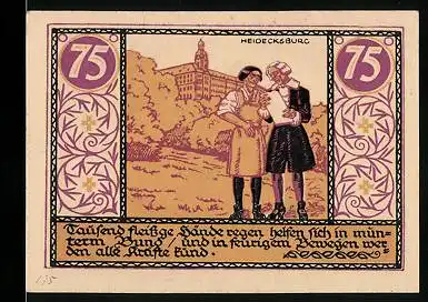 Notgeld Rudolstadt 1921, 75 Pfennig, Ansicht auf Heidecksburg