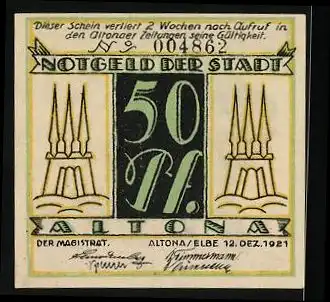 Notgeld Altona 1921, 50 Pfennig, älteres Pärchen mit Hund