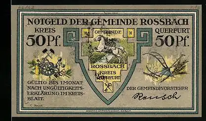 Notgeld Rossbach, 50 Pfennig, Friedrich der Grosse 1757