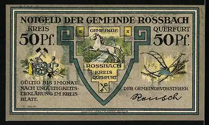 Notgeld Rossbach, 50 Pfennig, Friedrich der Grosse beobachtet den Feind