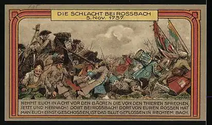 Notgeld Rossbach, 50 Pfennig, die Schlacht bei Rossbach 5. November 1757