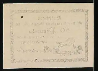 Notgeld Rossbach 1921, 50 Pfennig, Fohlen springt über einen Fluss