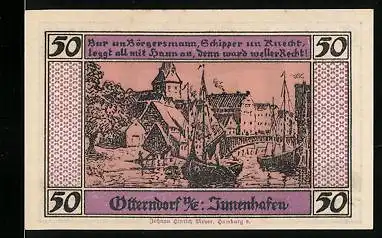 Notgeld Otterndorf 1920, 50 Pfennig, Innenhafen