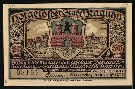 Notgeld Raguhn 1921, 50 Pfennig, Ruine Lippene
