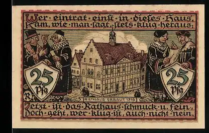Notgeld Raguhn, 25 Pfennig, Rathaus gebaut 1716