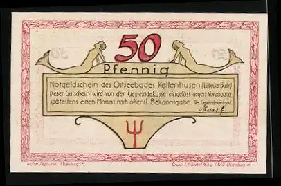 Notgeld Kellenhusen, 50 Pfennig, Fischer mit seinem Boot