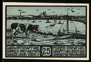 Notgeld Heiligenhafen 1923, 25 Pfennig, Segelboote auf dem Wasser