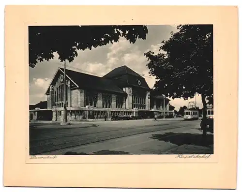 15 Fotografie - Lichtdrucke, Heinrich Lautz, Darmstadt, Ansicht Darmstadt, Strassenbahn, Künsterkolonie, Bahnhof, Schule