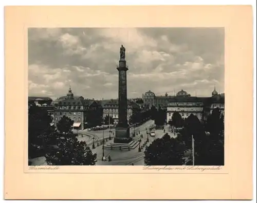 15 Fotografie - Lichtdrucke, Heinrich Lautz, Darmstadt, Ansicht Darmstadt, Strassenbahn, Künsterkolonie, Bahnhof, Schule