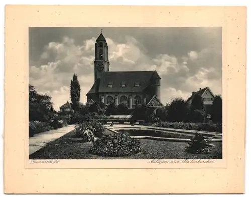 15 Fotografie - Lichtdrucke, Heinrich Lautz, Darmstadt, Ansicht Darmstadt, Strassenbahn, Künsterkolonie, Bahnhof, Schule