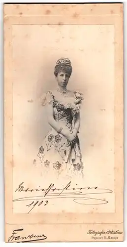 Fotografie Fotografia Artistica, Madrid, Prinzessin Maria-Christian von Österreich, Königin von Spanien, Autograph 1903