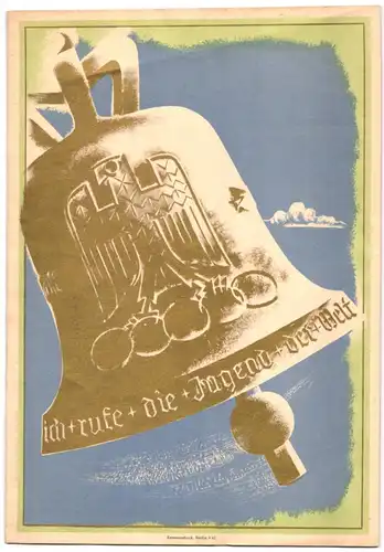 Telegramm XI. Olympische Spiele Berlin 1936, Entwurf: Stanzig, Brandenburger Tor, Reichsadler, Olympiaglocke, Blanko