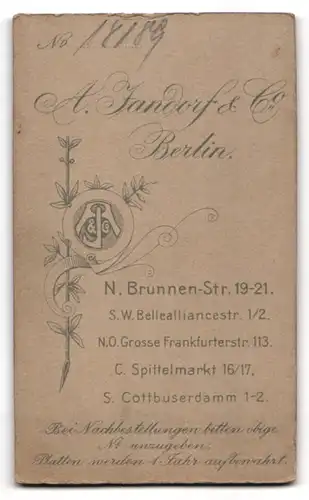 Fotografie A. Jandorf & Co., Berlin, Brunnen-Str. 19-21, Dame im langen Kleid