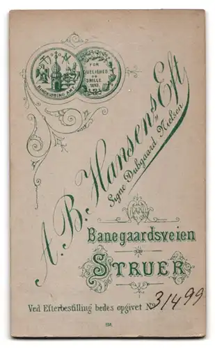 Fotografie A. B. Hansen, Struer, Banegaardsveien, Zwei Kinder in Rüschenkleidern, Portrait