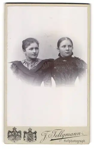 Fotografie F. Tellgmann, Eschwege, Damen in edlen Kleidern, Portrait